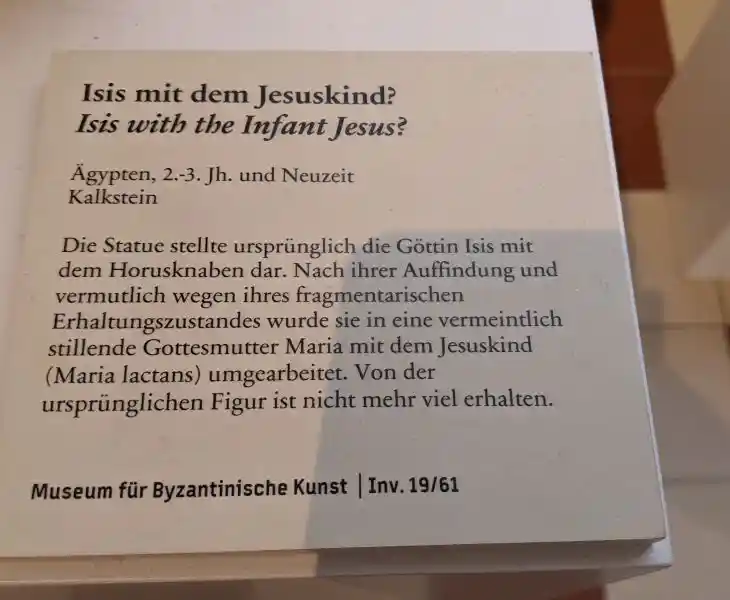 Statue of a breastfeeding mother and child, originally Isis and Horus, reworked to be Mary and Jesus, located in Bode Muse.